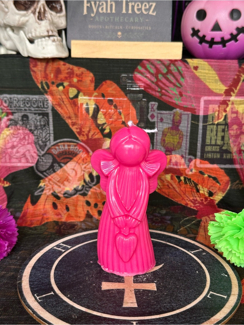 Handmade Pink Angel Candle with Heart – Spiritual Decor